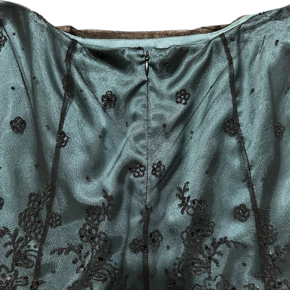Vintage NWT Adrianna Papell Green & Black Embroidered Sequined Whimsigoth 
Skirt - Picture 5 of 7